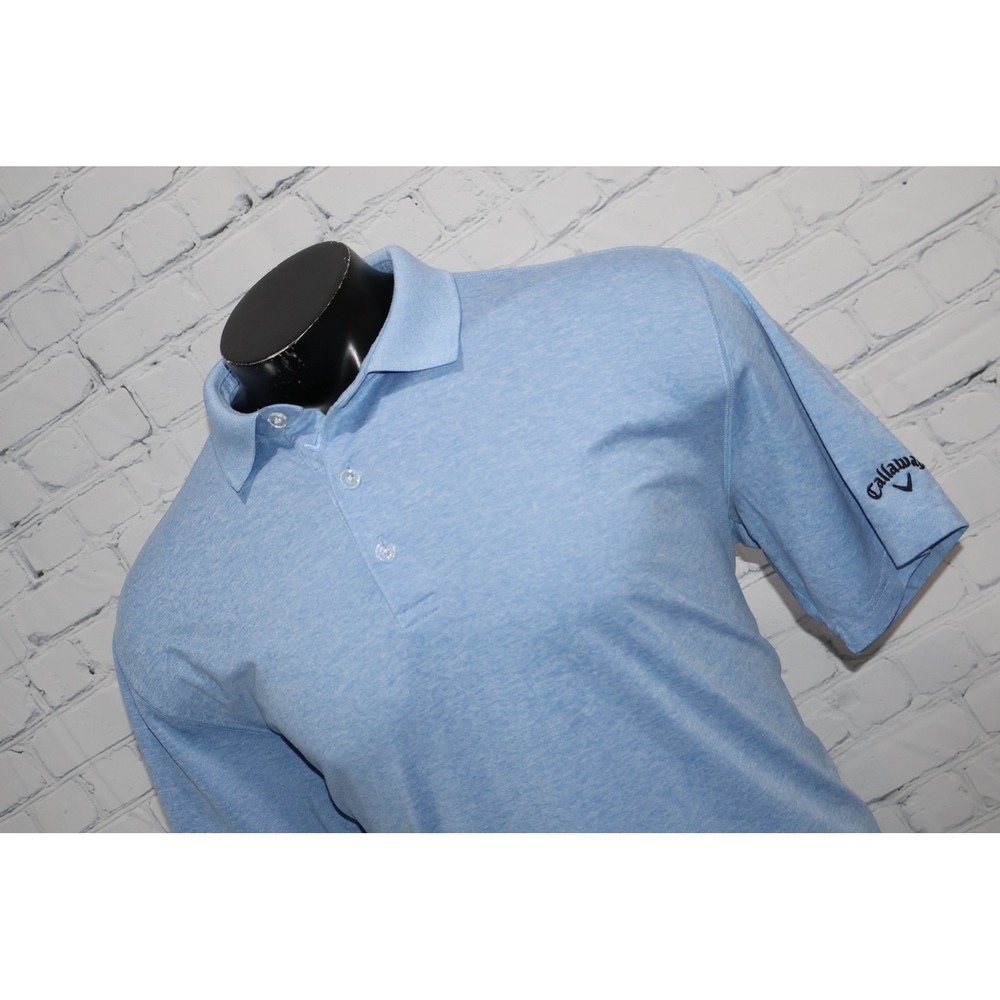 Callaway Polo Mens Large Light Blue Opti-Dri Heathered Short Sleeve Golf Shirt
